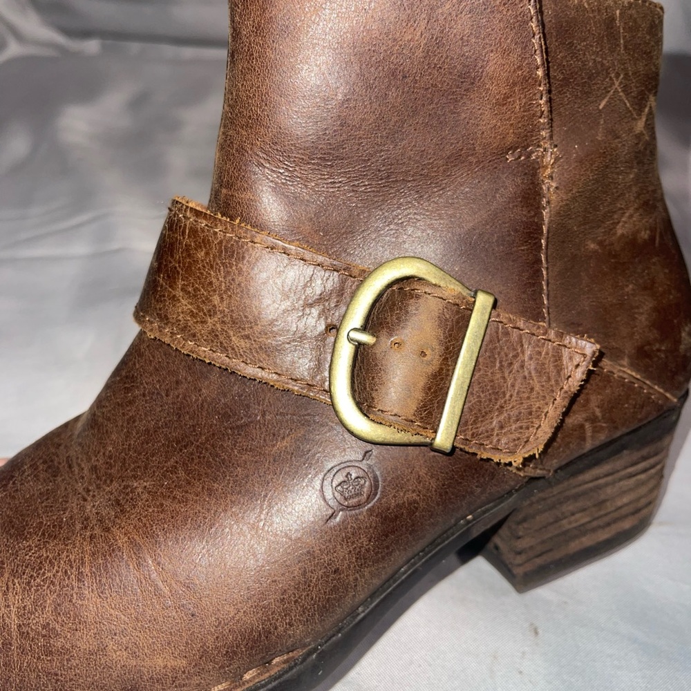 Born Leather Brown Ankle Boots with Buckle - Picture 5 of 7
